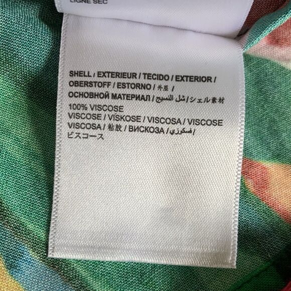 Farm Rio Anthropologie Cover-up Maxi Dress L Green Tassel Tropical Resort Beach - Picture 15 of 15